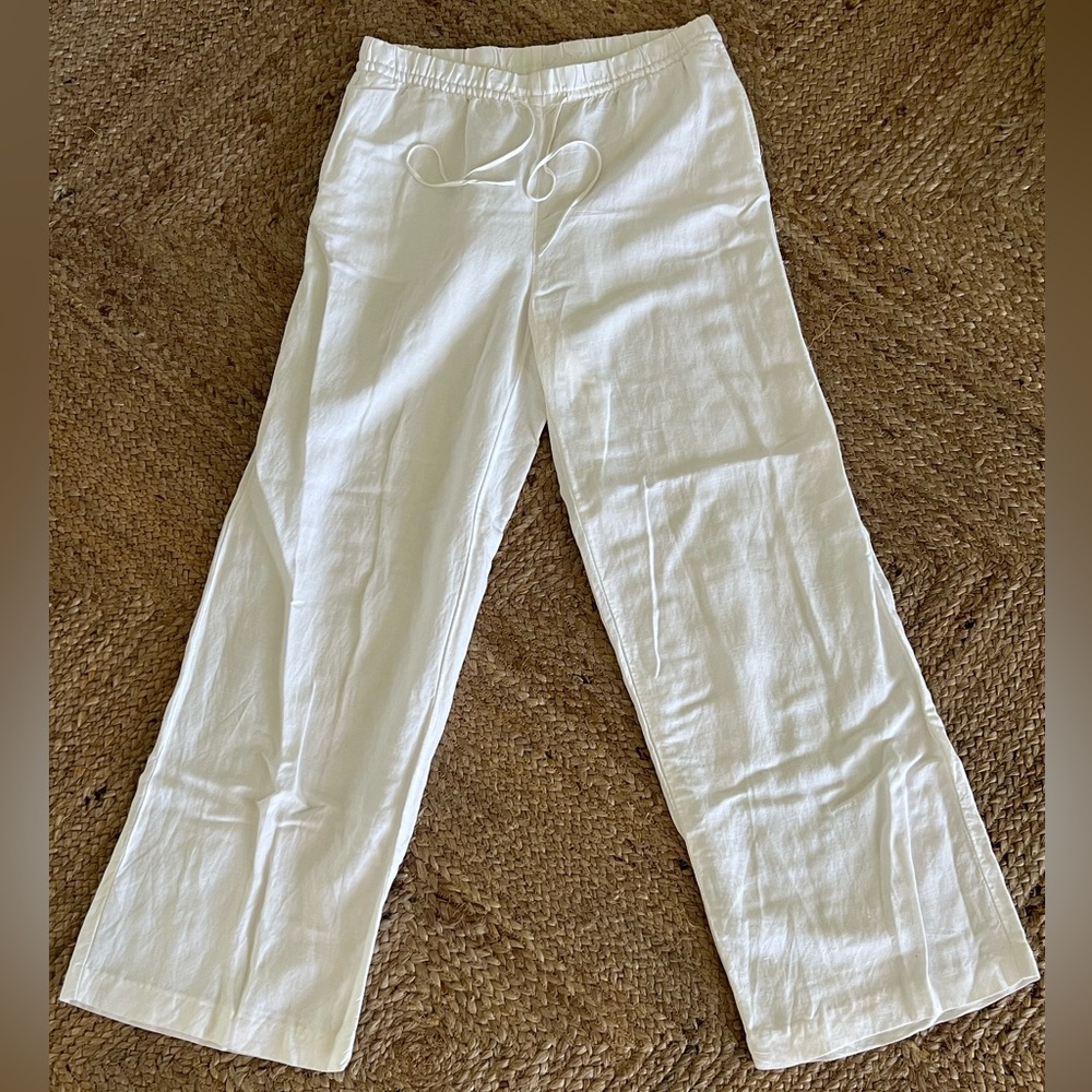 *SOLD* H&M Linen Blend White Pants - W M